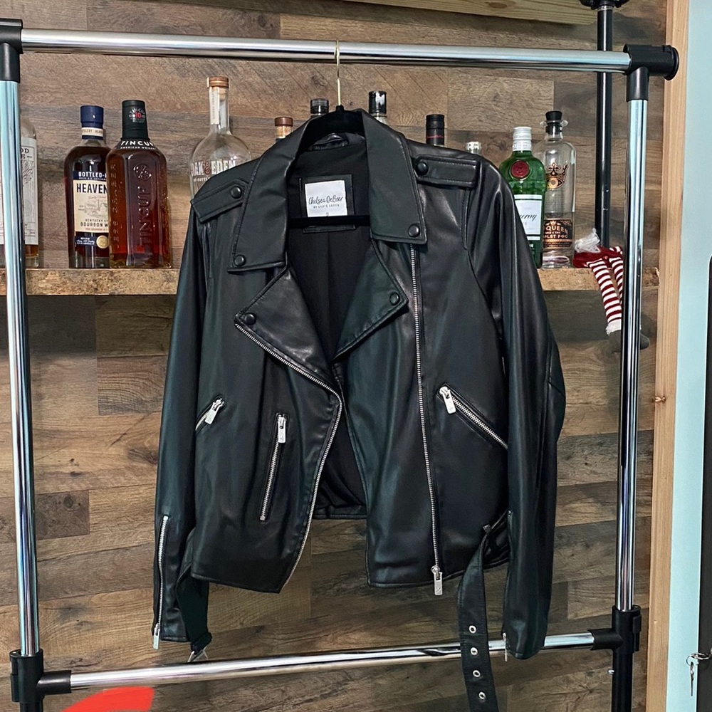 Chelsea DeBoer Sturgis faux leather biker jacket. Sz. S.